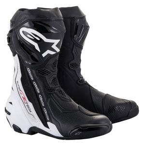 Alpinestars Supertech R Vented Black and White Μπότες μοτοσικλέτας