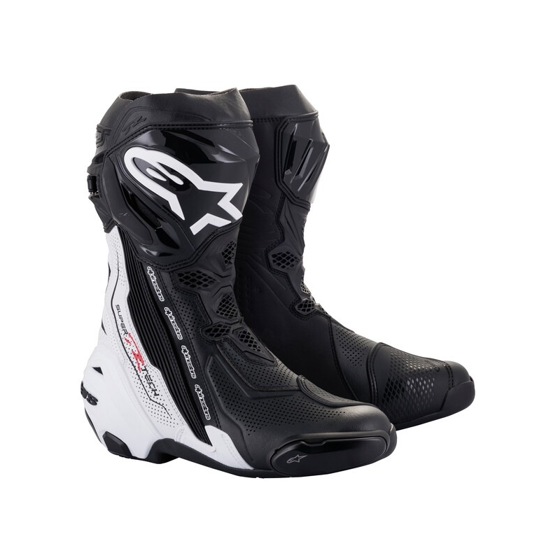 Alpinestars Supertech R Vented Black and White Μπότες μοτοσικλέτας