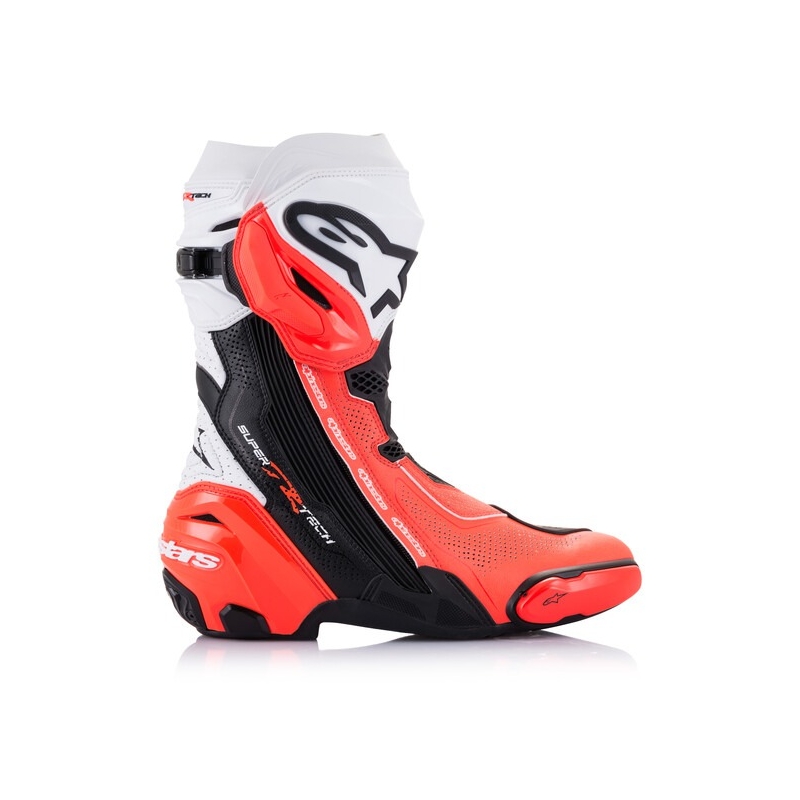Alpinestars Supertech R Vented Black-White-Fluo Red μπότες μοτοσικλέτας