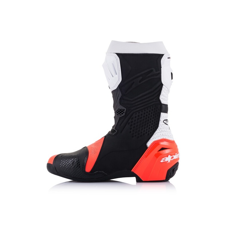 Alpinestars Supertech R Vented Black-White-Fluo Red μπότες μοτοσικλέτας