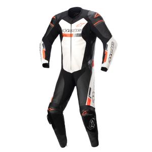 Alpinestars GP Force TECH-AIR 5 συμβατό μαύρο-λευκό-φλούο κόκκινο μονοκόμματο δερμάτινο κοστούμι μοτοσικλέτας