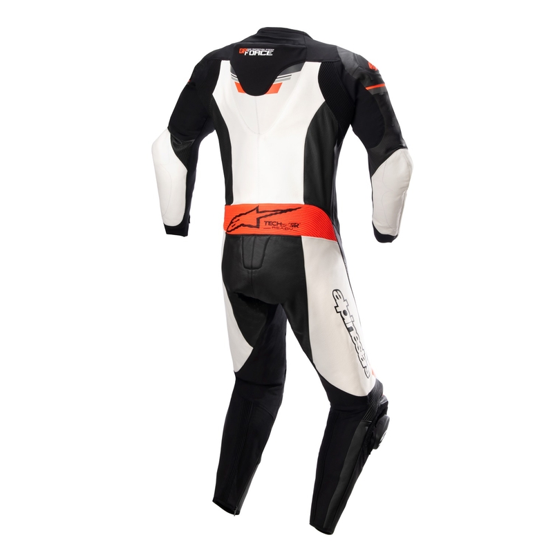Alpinestars GP Force TECH-AIR 5 συμβατό μαύρο-λευκό-φλούο κόκκινο μονοκόμματο δερμάτινο κοστούμι μοτοσικλέτας