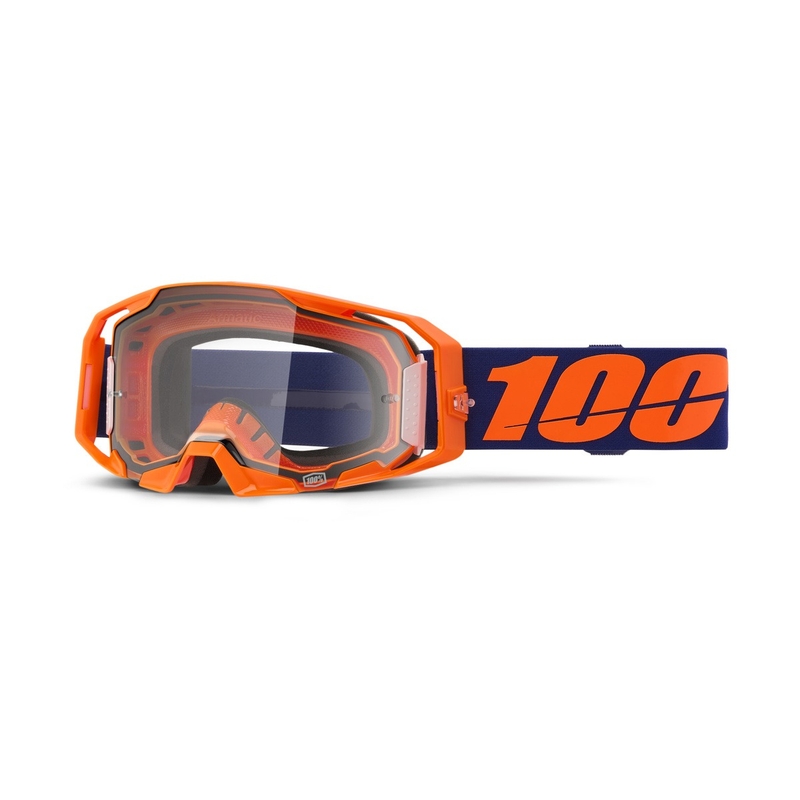 Γυαλιά Motocross 100% ARmatic Neon Orange με διαφανές plexi