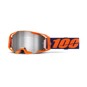 100% ARmatic Neon πορτοκαλί γυαλιά motocross με ασημί καθρέφτη plexi