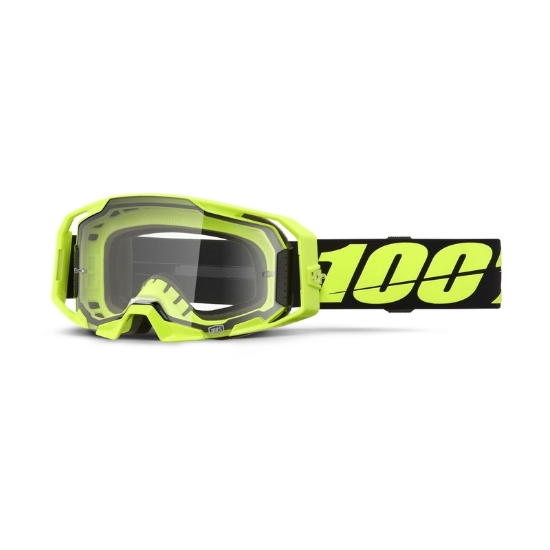 Γυαλιά Motocross 100% ARmatic Neon Yellow με διαφανές plexi