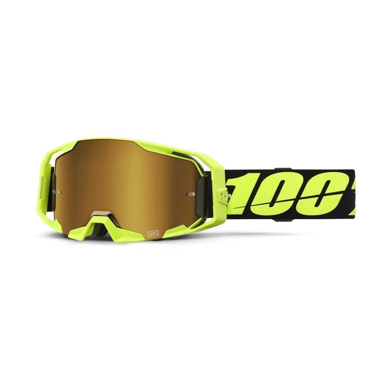 Γυαλιά Motocross 100% ARmatic Neon Yellow με χρυσό αληθινό πλεξιγκλάι