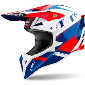 Κράνος Motocross Airoh Wraaap Feel 2024 γυαλιστερό μπλε-κόκκινο
