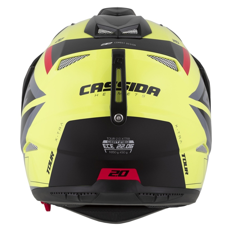 Enduro κράνος Cassida Tour 2.0 X-tra fluo κίτρινο-μαύρο-κόκκινο-γκρι με μαύρο ματ γείσο