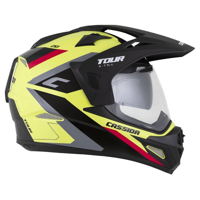 Enduro κράνος Cassida Tour 2.0 X-tra fluo κίτρινο-μαύρο-κόκκινο-γκρι με μαύρο ματ γείσο