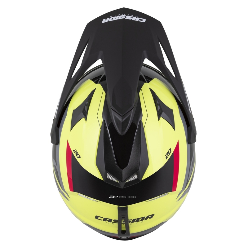 Enduro κράνος Cassida Tour 2.0 X-tra fluo κίτρινο-μαύρο-κόκκινο-γκρι με μαύρο ματ γείσο