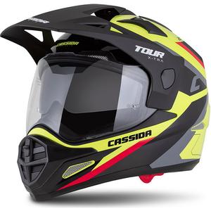 Enduro κράνος Cassida Tour 2.0 X-tra fluo κίτρινο-μαύρο-κόκκινο-γκρι με μαύρο ματ γείσο