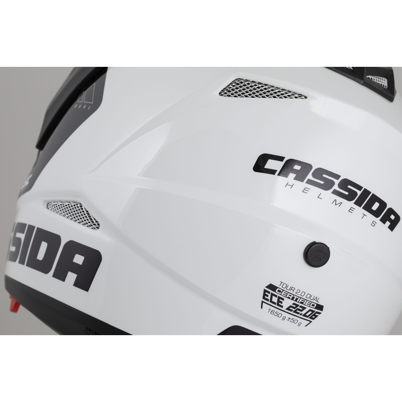 Enduro κράνος Cassida Tour 2.0 X-tra λευκό-μπλε-κόκκινο-μαύρο με μαύρο ματ γείσο