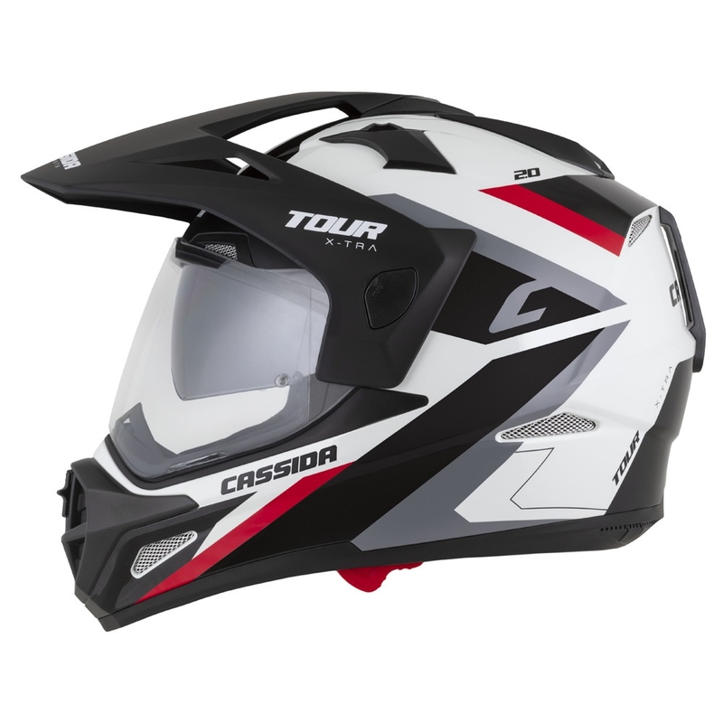 Enduro κράνος Cassida Tour 2.0 X-tra λευκό-κόκκινο-μαύρο με μαύρο ματ γείσο
