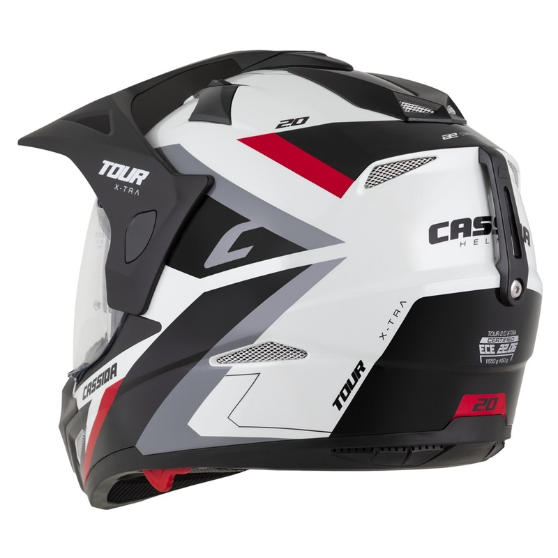 Enduro κράνος Cassida Tour 2.0 X-tra λευκό-κόκκινο-μαύρο με μαύρο ματ γείσο