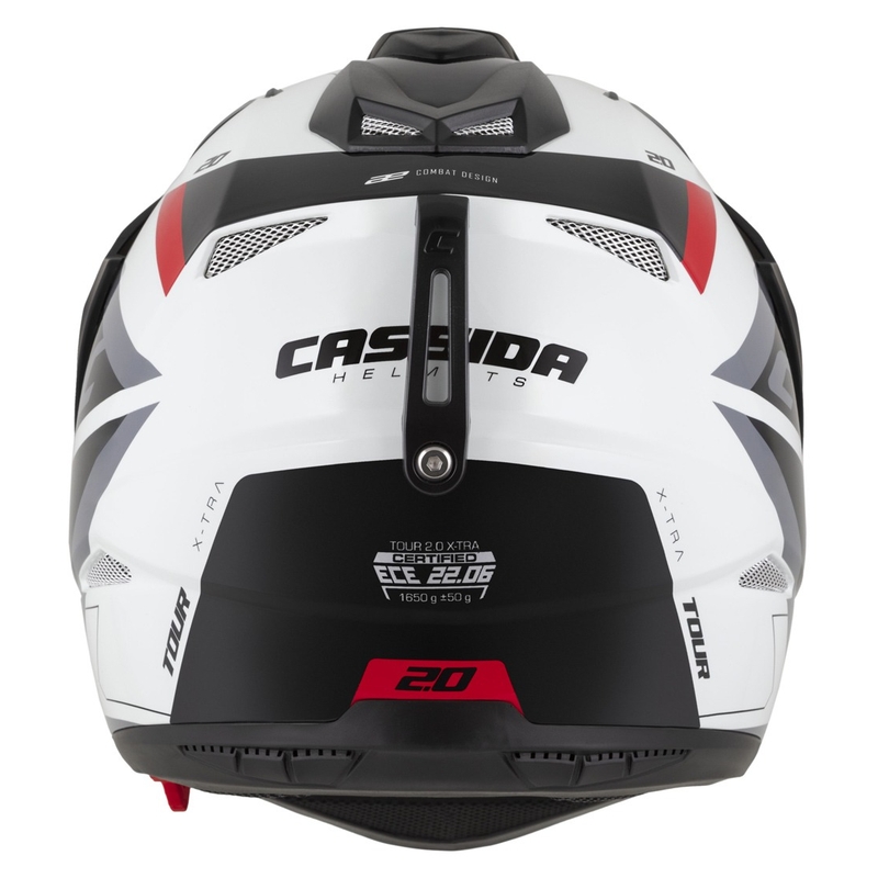 Enduro κράνος Cassida Tour 2.0 X-tra λευκό-κόκκινο-μαύρο με μαύρο ματ γείσο