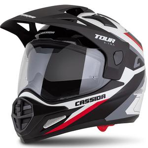 Enduro κράνος Cassida Tour 2.0 X-tra λευκό-κόκκινο-μαύρο με μαύρο ματ γείσο