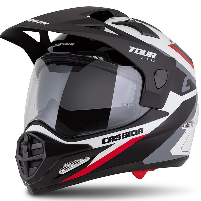 Enduro κράνος Cassida Tour 2.0 X-tra λευκό-κόκκινο-μαύρο με μαύρο ματ γείσο