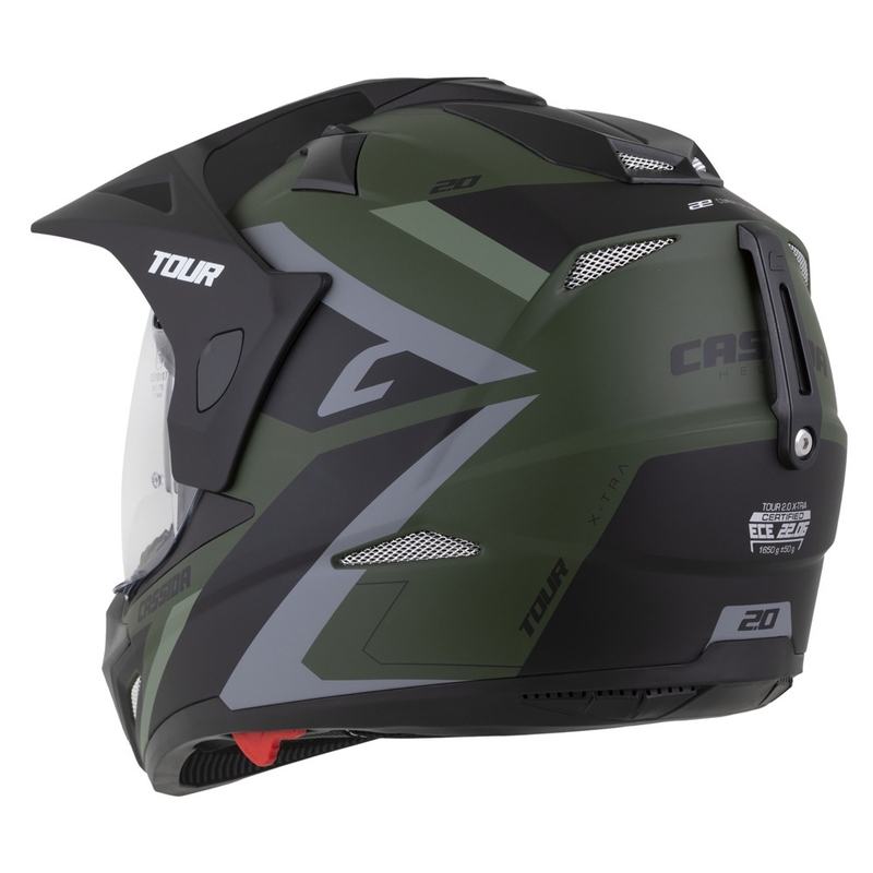 Enduro κράνος Cassida Tour 2.0 X-tra ματ πράσινο-γκρι-μαύρο με μαύρο ματ γείσο