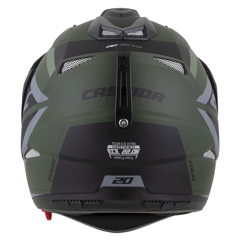 Enduro κράνος Cassida Tour 2.0 X-tra ματ πράσινο-γκρι-μαύρο με μαύρο ματ γείσο