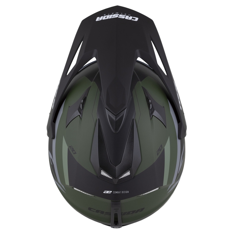 Enduro κράνος Cassida Tour 2.0 X-tra ματ πράσινο-γκρι-μαύρο με μαύρο ματ γείσο