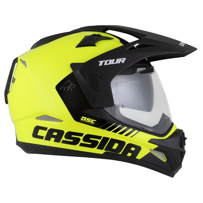 Enduro κράνος Cassida Tour 2.0 Dual fluo κίτρινο-μαύρο με μαύρο ματ γείσο