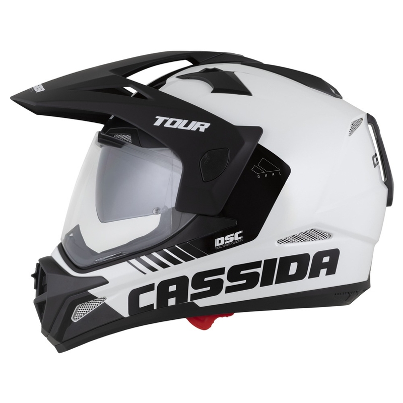 Enduro κράνος Cassida Tour 2.0 Dual λευκό-μαύρο με μαύρο ματ γείσο