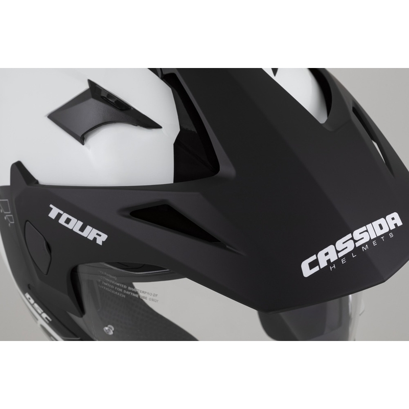 Enduro κράνος Cassida Tour 2.0 Dual λευκό-μαύρο με μαύρο ματ γείσο