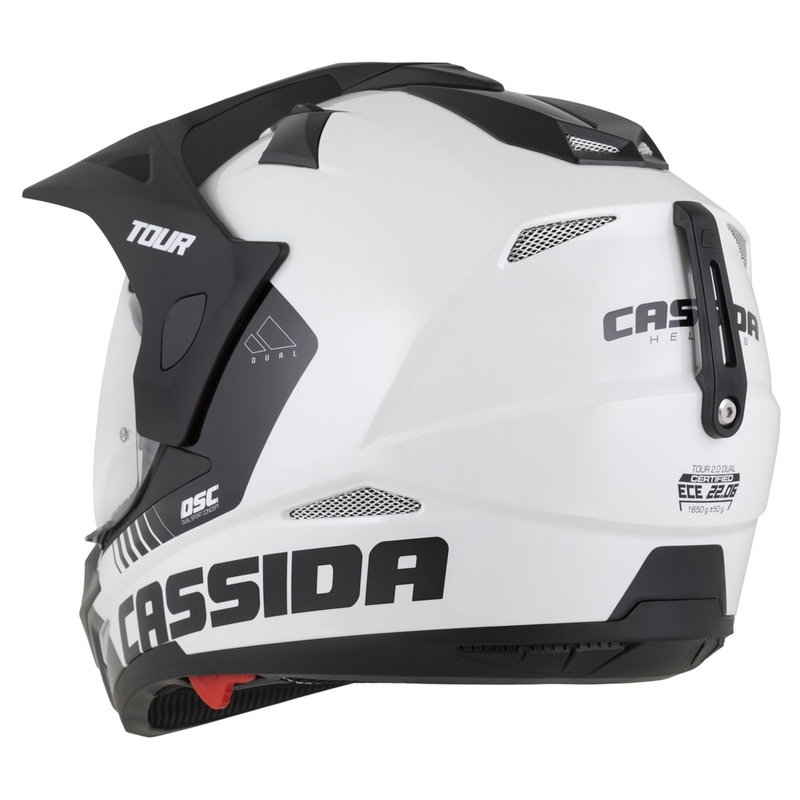 Enduro κράνος Cassida Tour 2.0 Dual λευκό-μαύρο με μαύρο ματ γείσο