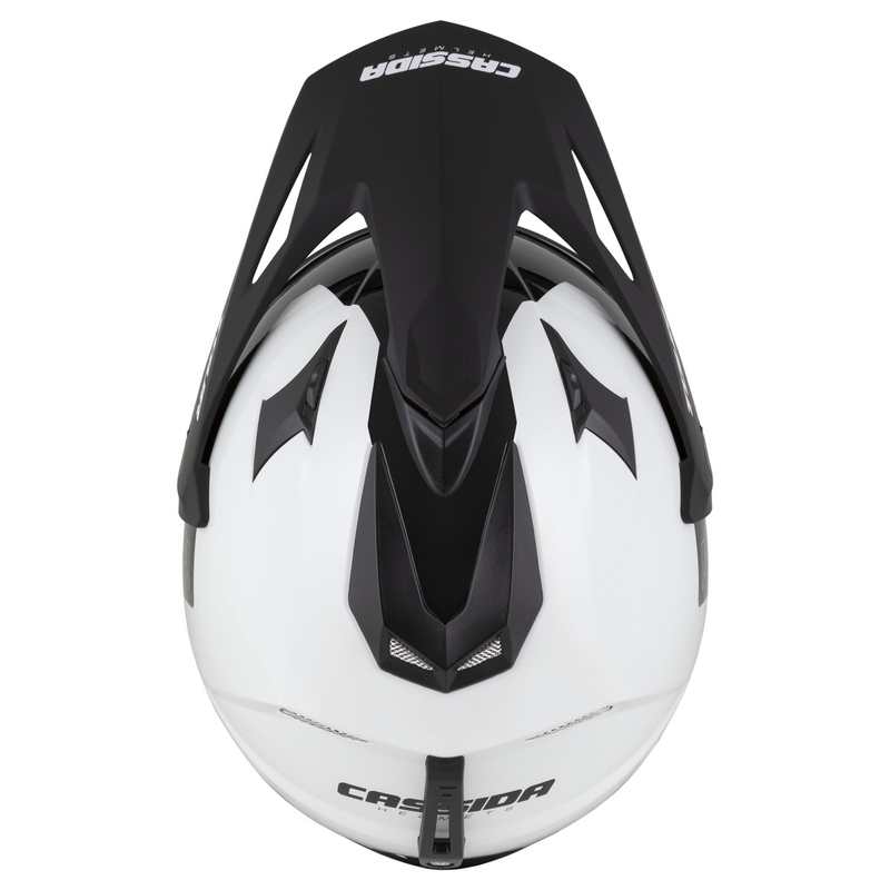 Enduro κράνος Cassida Tour 2.0 Dual λευκό-μαύρο με μαύρο ματ γείσο