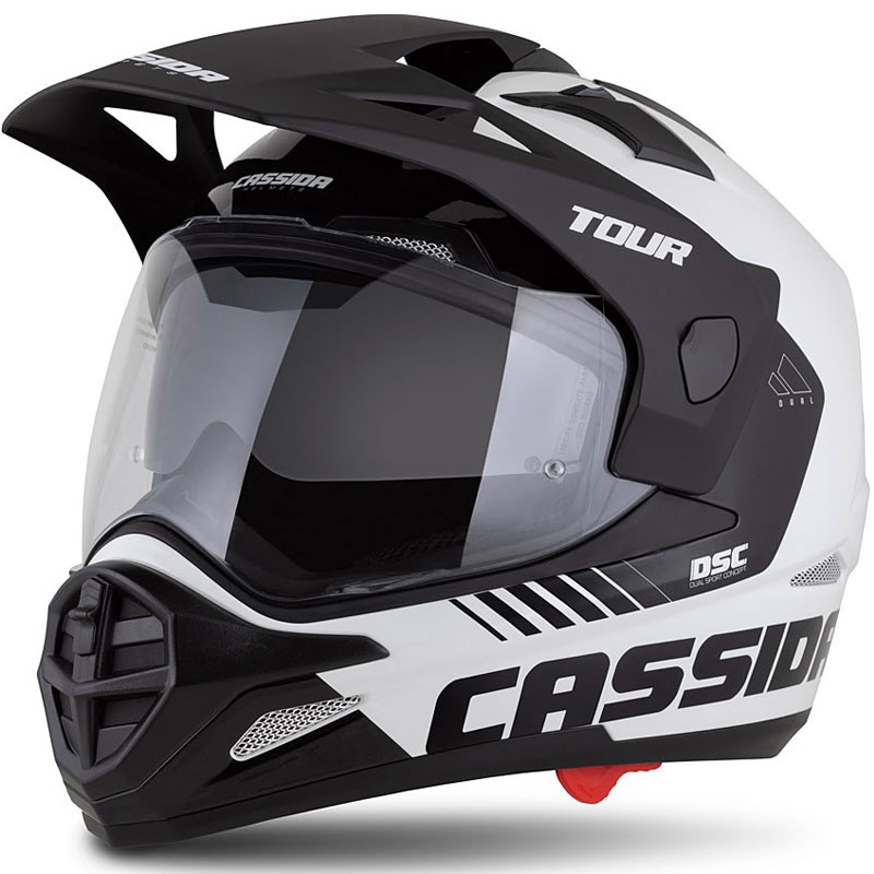 Enduro κράνος Cassida Tour 2.0 Dual λευκό-μαύρο με μαύρο ματ γείσο