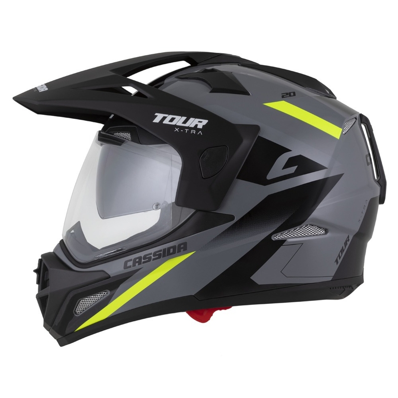 Enduro κράνος Cassida Tour 2.0 X-tra γκρι-fluo κίτρινο-μαύρο με μαύρο ματ γείσο