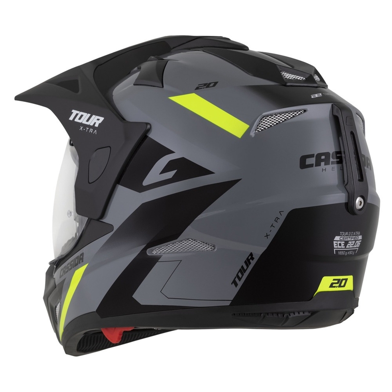 Enduro κράνος Cassida Tour 2.0 X-tra γκρι-fluo κίτρινο-μαύρο με μαύρο ματ γείσο