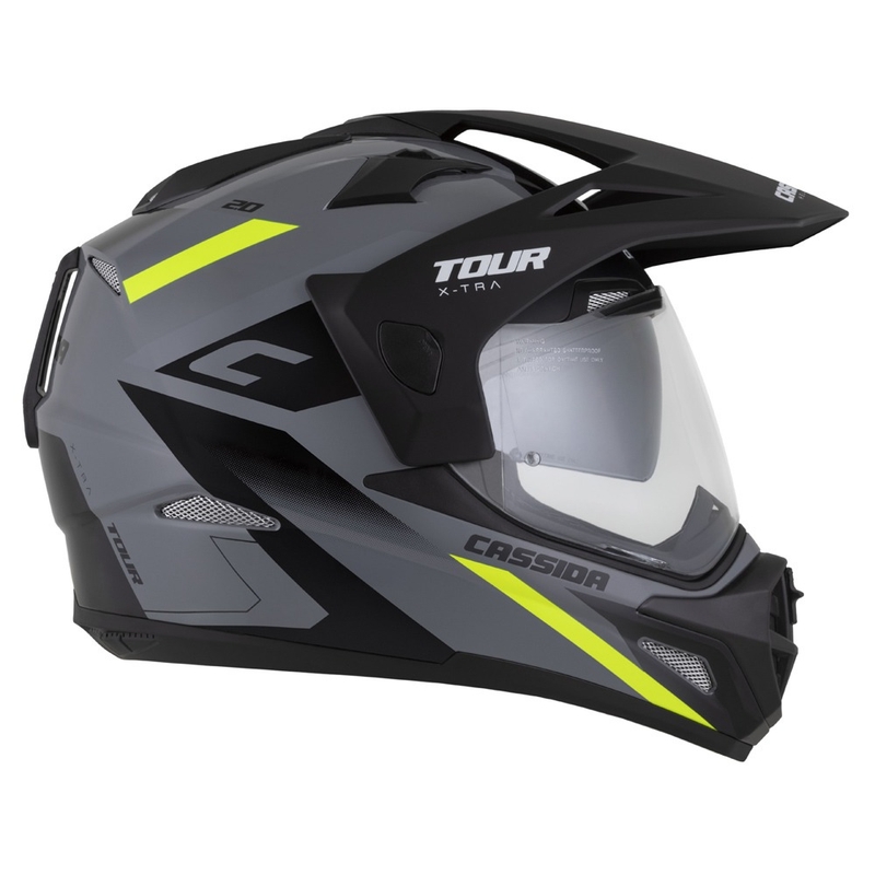 Enduro κράνος Cassida Tour 2.0 X-tra γκρι-fluo κίτρινο-μαύρο με μαύρο ματ γείσο