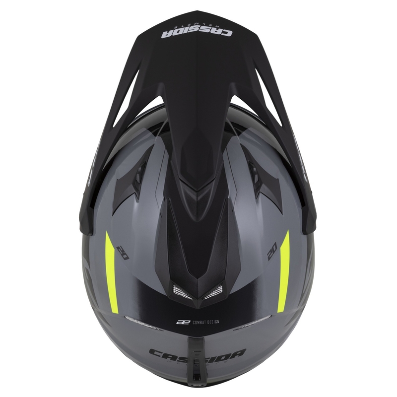Enduro κράνος Cassida Tour 2.0 X-tra γκρι-fluo κίτρινο-μαύρο με μαύρο ματ γείσο