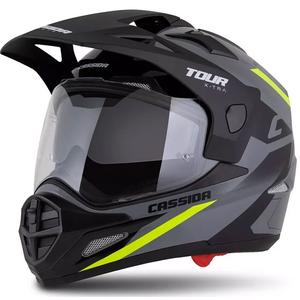 Enduro κράνος Cassida Tour 2.0 X-tra γκρι-fluo κίτρινο-μαύρο με μαύρο ματ γείσο