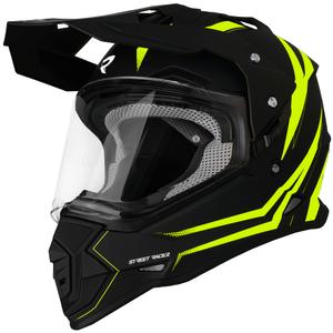 Enduro κράνος μοτοσικλέτας Street Racer Ignite ματ μαύρο-φλούο κίτρινο
