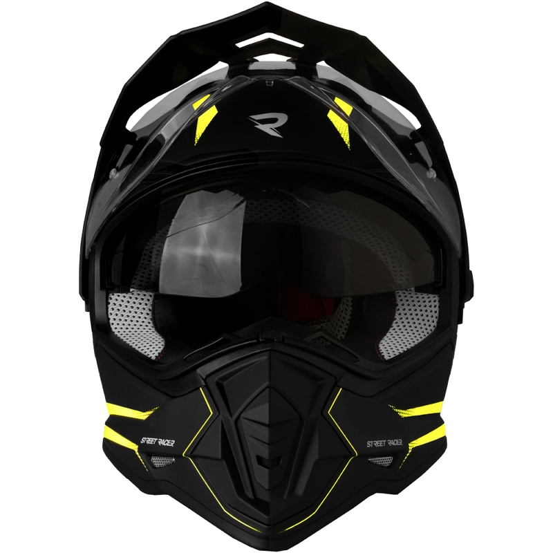 Κράνος μοτοσικλέτας Enduro Street Racer Ignite ματ μαύρο-φθοροκίτρινο