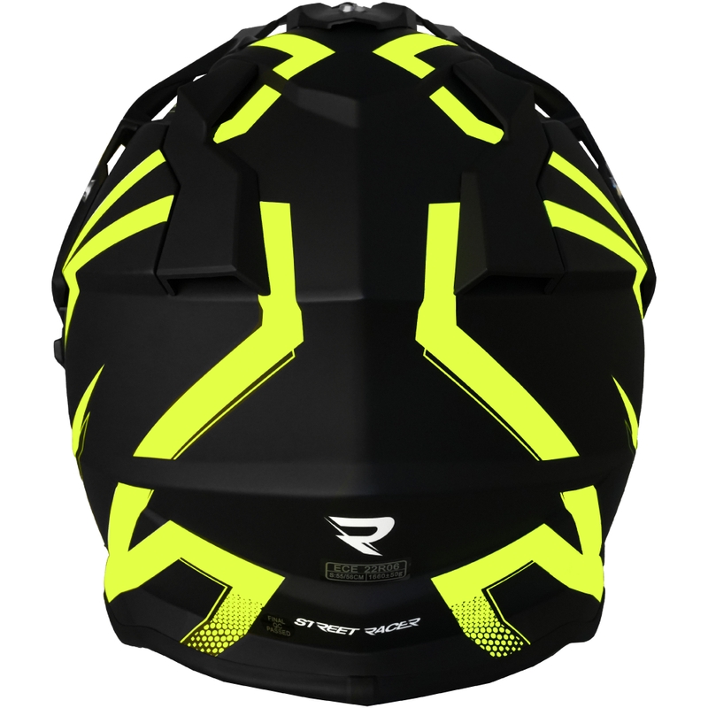 Κράνος μοτοσικλέτας Enduro Street Racer Ignite ματ μαύρο-φθοροκίτρινο