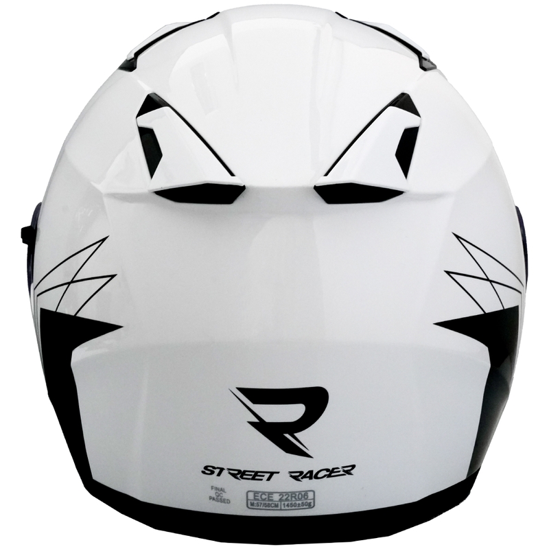 Ανοιχτό κράνος μοτοσικλέτας Street Racer Sonic Gloss Λευκό και Μαύρο
