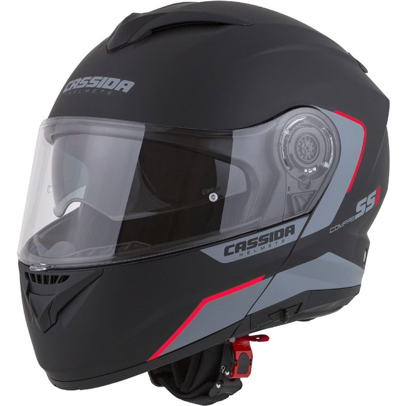 Vyklápěcí přilba na motorku Cassida Compress 2.0 Refraction černo-šedo-červená