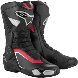 Alpinestars SMX-6 3 μαύρο-ασημί-κόκκινες μπότες μοτοσικλέτας