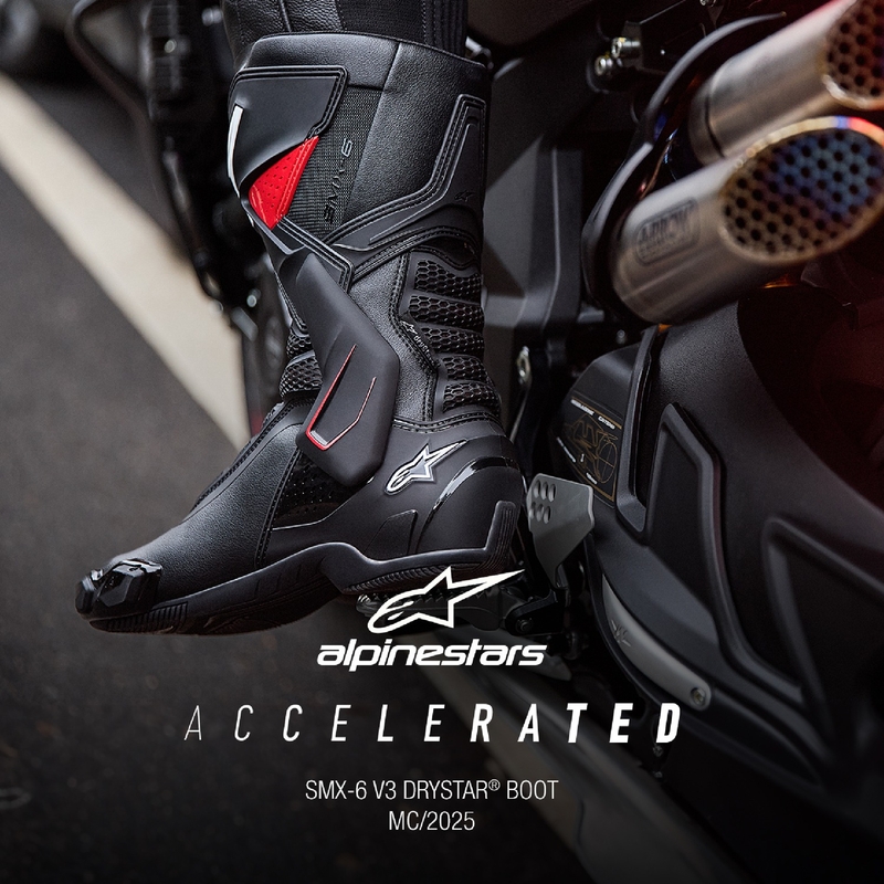 Alpinestars SMX-6 3 Drystar μαύρες και κόκκινες μπότες μοτοσικλέτας