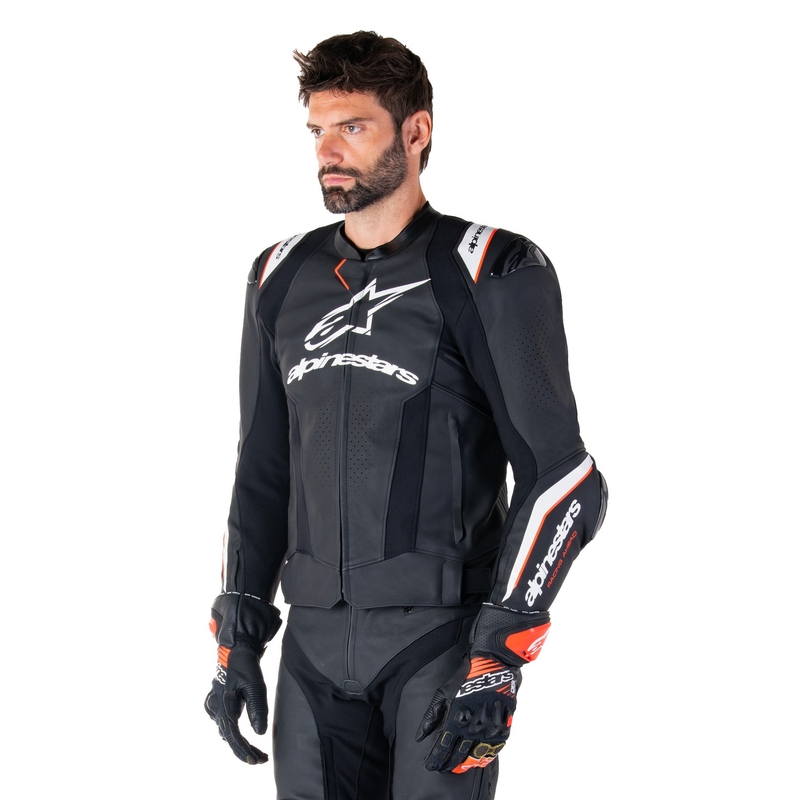 Alpinestars Missile 3 Ignition Μαύρο και λευκό δερμάτινο μπουφάν μοτοσικλέτας