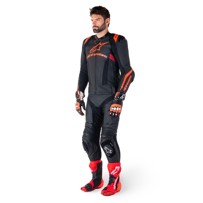Alpinestars Missile 3 Ignition Black-Fluo Red-Dark Red Δερμάτινο μπουφάν μοτοσικλέτας