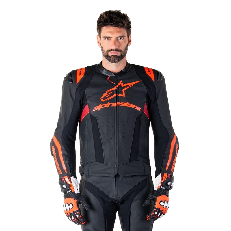 Alpinestars Missile 3 Ignition Black-Fluo Red-Dark Red Δερμάτινο μπουφάν μοτοσικλέτας