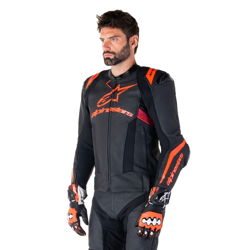 Alpinestars Missile 3 Ignition Black-Fluo Red-Dark Red Δερμάτινο μπουφάν μοτοσικλέτας