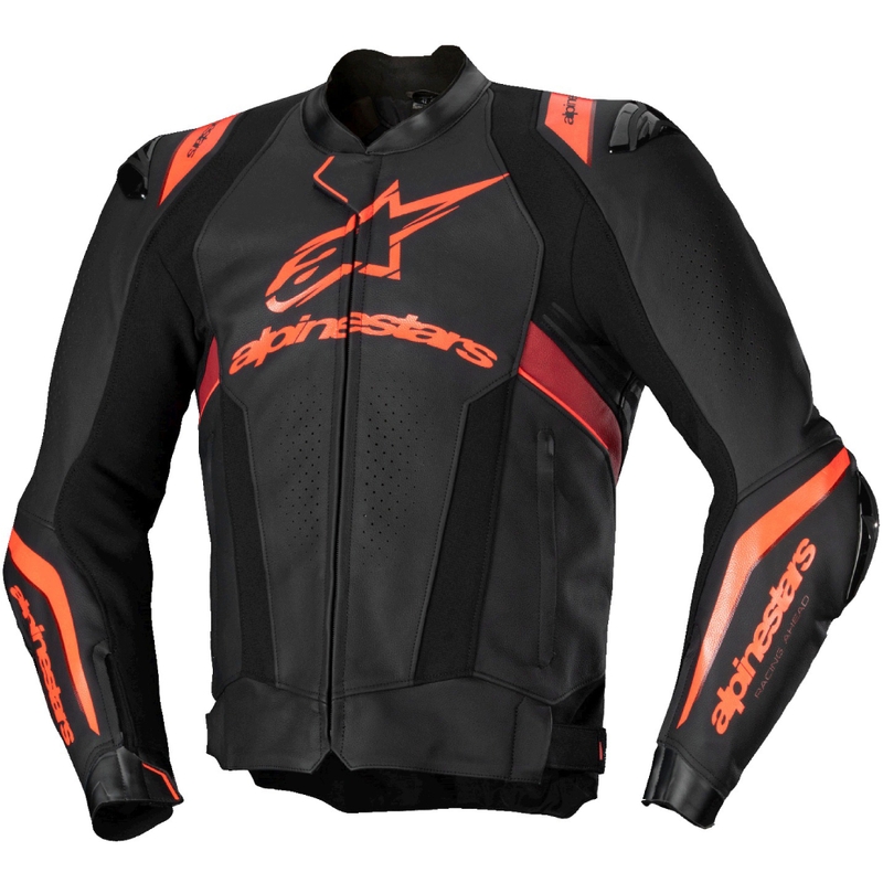Alpinestars Missile 3 Ignition Black-Fluo Red-Dark Red Δερμάτινο μπουφάν μοτοσικλέτας
