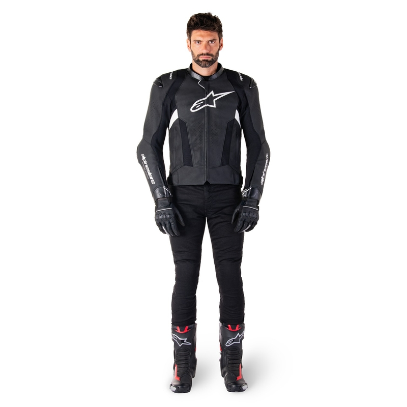 Alpinestars Missile 3 ασπρόμαυρο δερμάτινο μπουφάν μοτοσικλέτας