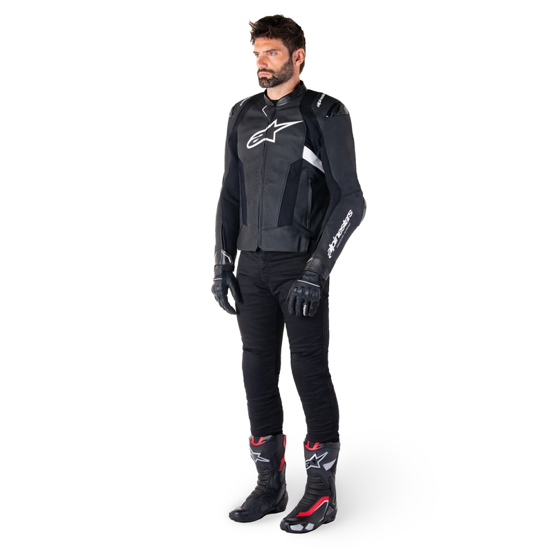 Alpinestars Missile 3 ασπρόμαυρο δερμάτινο μπουφάν μοτοσικλέτας