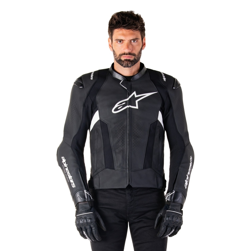 Alpinestars Missile 3 ασπρόμαυρο δερμάτινο μπουφάν μοτοσικλέτας